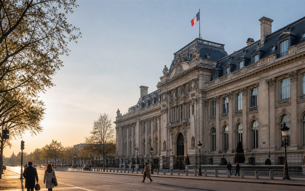 Architecture républicaine parisienne au lever du jour