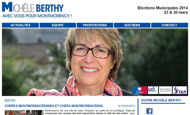 Capture du site Michèle Berthy — Municipales 2014 · Montmorency