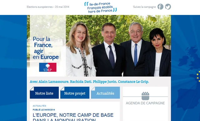 Capture du site UMP Île-de-France — Européennes 2014 · Île-de-France